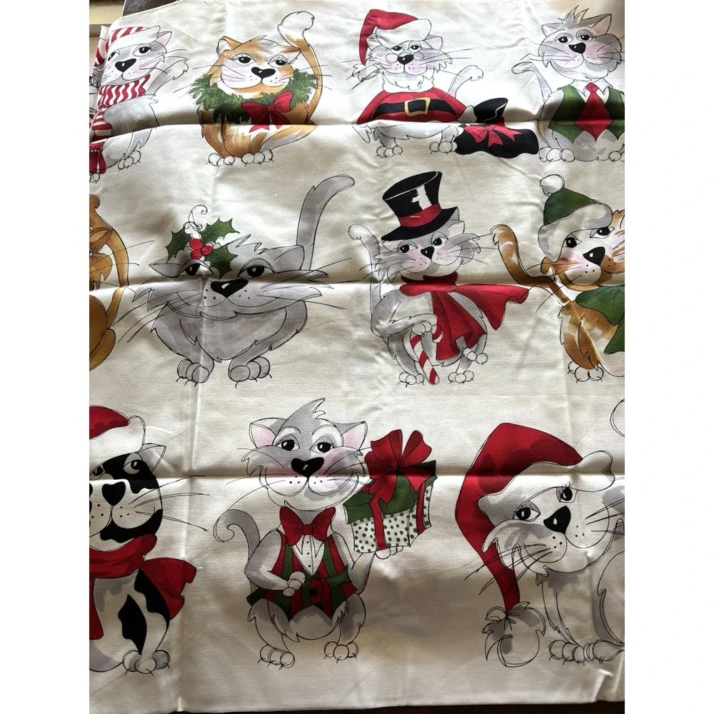 Christmas Critters Fabric Panel Loralie Harris 20 Cats 2008 Mill Cotton